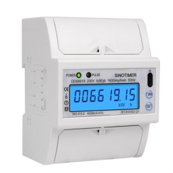 Contor monofazat de energie electrica, Sinotimer, 230V AC 50Hz, 5(100)A, ecran digital LED iluminat, DDS6619-015