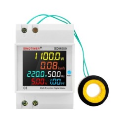 Contor monofazat de energie electrica, Sinotimer, 40-300V, 100A, functie resetare, transformator extern, SDM009-E-220