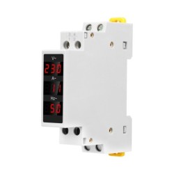 Voltmetru SINOTIMER, ampermetru si frecventmetru digital, monofazic, pentru sina tablou DIN, SDM011VAHZ