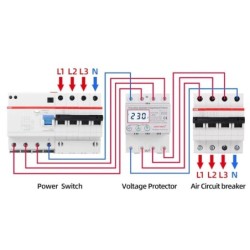 Releu TRIFAZIC siguranta digitala de protectie tensiune, Sinotimer, 380V, 1- 50A, STVP-936-50A, recuperare automata