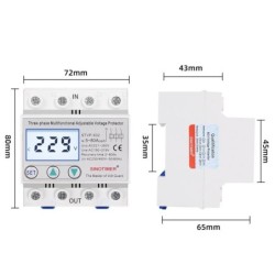 Releu trifazic, siguranta digitala de protectie tensiune, Sinotimer, 380V, 50A, recuperare automata, STVP-932-50A