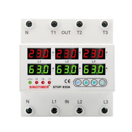 Releu trifazic , SINOTIMER, siguranta digitala de protectie, tensiune afisata 220V, 1-40A, STVP-935-40A, recuperare automata