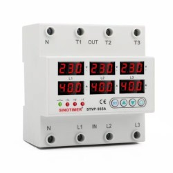 Releu trifazic , SINOTIMER, siguranta digitala de protectie, tensiune afisata 220V, 1-40A, STVP-935-40A, recuperare automata