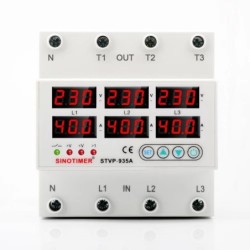 Releu trifazic , SINOTIMER, siguranta digitala de protectie, tensiune afisata 220V, 1-40A, STVP-935-40A, recuperare automata