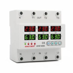 Releu trifazic , SINOTIMER, siguranta digitala de protectie, tensiune afisata 220V, 1-40A, STVP-935-40A, recuperare automata