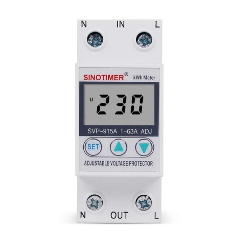Releu digital de protectie tensiune, Sinotimer, 63A, SVP-915A, ecran digital LED