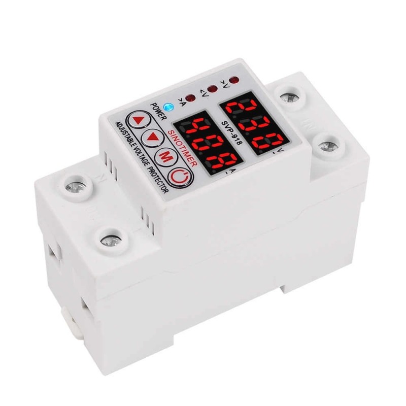 Releu siguranta digitala de protectie tensiune, Sinotimer, 40A, SVP-918-40A, ecran dublu LED, recuperare automata