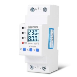 Releu siguranta digitala protectie tensiune,Sinotimer, intre 1- 80A programabil ,ecran LED, arata consum kWh, SVP-917-80A