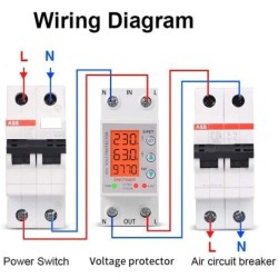 Releu siguranta digitala de protectie tensiune, Sinotimer, programabil intre 1-80A, 220V, recuperare automata, SVP-977