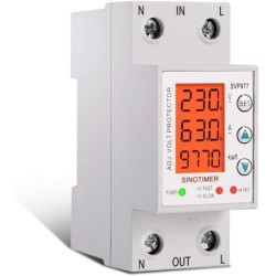 Releu siguranta digitala de protectie tensiune, Sinotimer, programabil intre 1-63A, 220V, recuperare automata, SVP-977