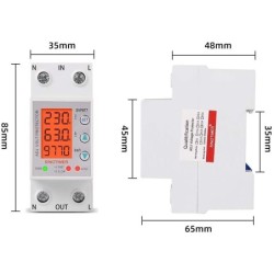 Releu siguranta digitala de protectie tensiune, Sinotimer, programabil intre 1-63A, 220V, recuperare automata, SVP-977