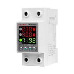 Releu digital monofazic de protectie tensiune, Sinotimer, si curent 1- 40A, consum KW, ecran digital LED, SVP-719-40A